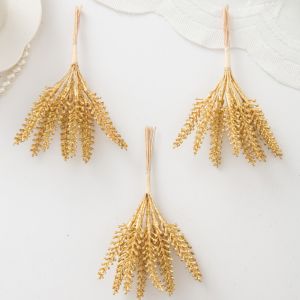 1/5pcs Artificial Flower Plant Mini Golden Bouquet Christmas Accessory Outdoor Wedding Holiday Garden Home Table DIY Decorations