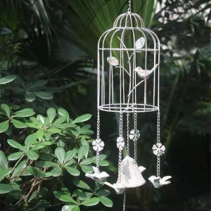 Rustic Iron Bird Wind Chimes Hanging Ornament Garden Home Decor Creative Countryside Hanging Decoration Simple Modern Style