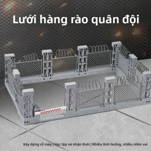 Mộc Hàng Rào Quân Sự Lưới Khối Xây Dựng Bộ Tương Thích Tự Làm Gạch Đồ Chơi Cho Bé Trai Trang Trại Hàng Rào Quân Sự Thiết Kế Cổng Nhựa ABS