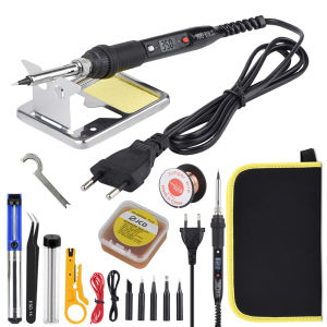 JCD 80W Electric Soldering Iron Kit Temperature Adjustable 220V 110V Solder Paste Desoldering Pump Welding Tools Set LCD Display