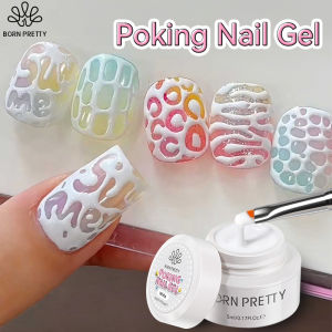 BORN PRETTY 5ml Lace Hole White Black Nail Poke Gel Polish Bubble Ocean Wave Texture Hollow Painting Sculpting Soak Off UV