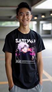 KurniaKaos T-Shirt Kaos Atasan Distro Motif GOJO SATORU bahan 24s