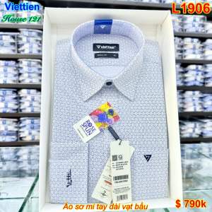 Việt tiến Áo sơ mi dài tay bông xám mã L1906 vải sợi hoa Hồng mịn mát