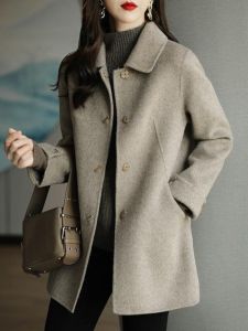 Winter New Womens Casual Slimming Versatile Woolen Coat Short Size Fashionable Commute Style Long Sleeve Single Button