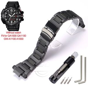 Plastic Steel Band For Caiso GW-A1000/1100 GA-1000 GA1100 Mens Strap Waterproof Black Watch Accessories