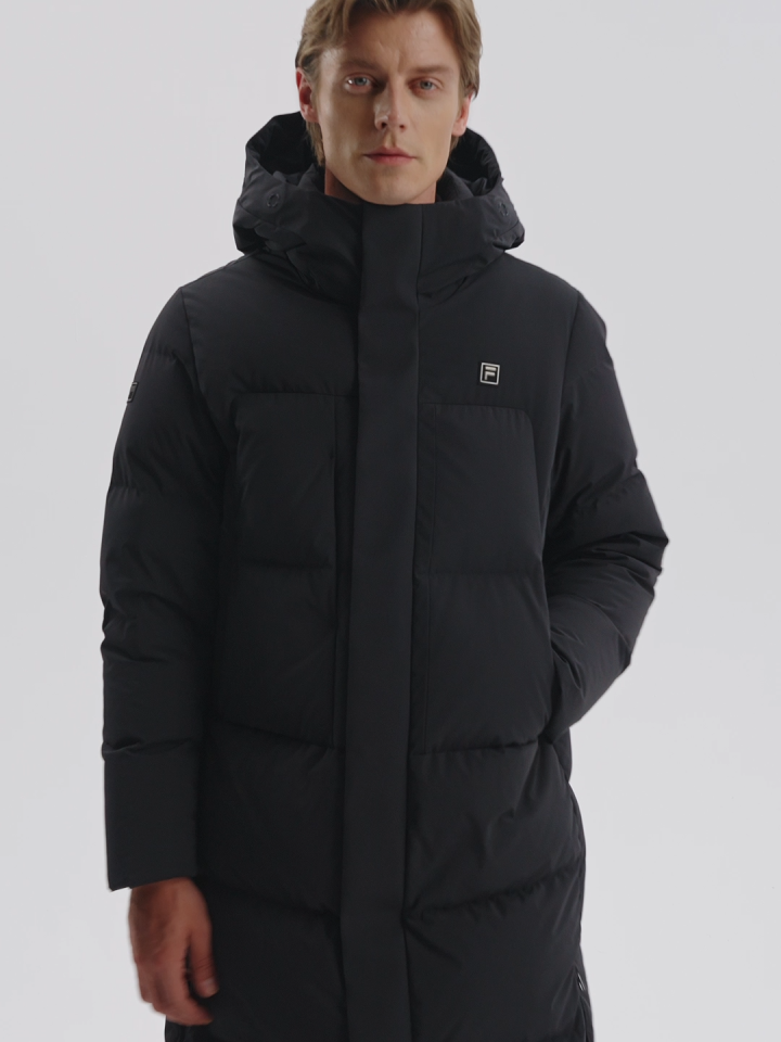 FILA CORE LIFESTYLE WHITE Mens Long Down Jacket (Black)