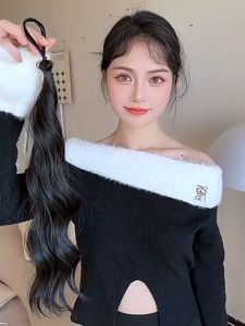 Rambut Palsu Wanita Kepang Ponytail Wavy Hairpiece Rambut Palsu Ikat Rambut Ekor Kuda Wanita Korea