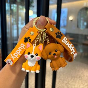 Cute Animal Keychain - French Bulldog Corgi Shiba Inu Poodle PVC Toy for Car Bag Backpack Bulk Claw Machine Prize Gift Set