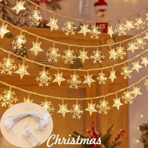 1PC 1.5M/3M Christmas battery box snowflakestarChristmas treedeer mixed light stringChristmas decorationused for partyroom