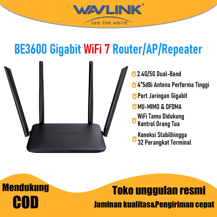 Penguat Router WAVLINK BE3600 WiFi 7 Penguat Sinyal WiFi Repeater Jarak Jauh WiFi ...