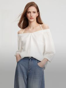 Elle Womens Linen Necktie Summer Shirt Vacation Style Beaded Navajo Cotton Lyocell Blend Casual Fashionable Top