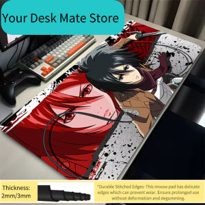 Bandai | Anime Mouse Pad Large XXL Laptop Mikasa Kawaii Girl Keyboard Rug PC Gamer Cabinet Mousepad Attack on Titan Gaming Desk Mat