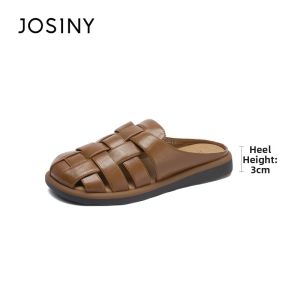 Josiny | Braided Open-Toe Flat Sandals Women Outdoor Slip-On