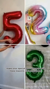 (SG SELLER) Letter Number Alphabet Foil Balloons 32inch 16inch Gold Silver Rose Gold Blue Green Red Balloons