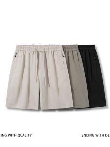 Quần Short Nam Mùa Hè Thoáng Khí Có Khóa Kéo Quần Ống Rộng Năm Điểm Thường Ngày Đa Năng Cao Cấp Lenzing Giản Dị