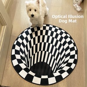 YCQPET | 3D Illusion Swirl Pet Carpet Dizziness Black and White Mat