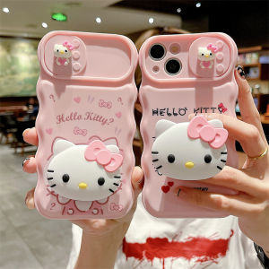 Cartoon Lovely Hello Kitty Mobile Phone Case with 3D Camera Lens Protector and Phone Holder For iPhone 15 Pro Max 14 Pro Max 14 15 Plus 13 Pro Max Shockproof Phone Back Cover for iPhone 11 12 Pro Max Back Shell