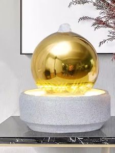 Modern Simple Feng Shui Water Wheel Ball Fountain Desktop Decoration Circular Water Living Room Office Craftwork Ornament
