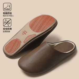 Dép Bông Lót Lông Cừu PU Da Mùa Đông 2025 Mới Cho Nữ Trong Nhà Chống Thấm Nước Dép Cotton Mùa Đông Ấm Áp Thoải Mái