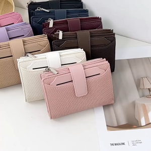 EchoBliss กระเป๋าสตางค์ผู้หญิงสไตล์มินิมอล หนังPU พร้อมซิปและช่องใส่บัตร น้ำหนักเบา เหมาะสำหรับใช้ในชีวิตประจำวัน