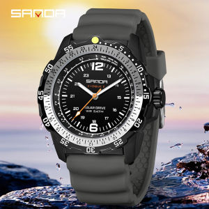 Đồng hồ thạch anh SANDA cho nam có hộp đồng hồ chạy bằng năng lượng mặt trời-Quà tặng thanh thiếu niên Đồng hồ thời trang thường ngày phát sáng chống sốc chống nước 50 m