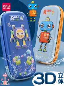 Deli Large Capacity Pencil Case for Boys Kindergarten First Grade Cartoon Robot Creative Multi-functional Stationery Bag Multi-layer