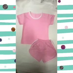 Setelan Kaos Anak Perempuan Dan Cowok Celana Pendek Gambar Kartun BEBEK UMUR 6 BULAN - 7 TAHUN