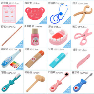 Bộ Đồ Chơi Y Tá Gỗ Thực Tế Bộ Dụng Cụ Y Tế Cho Trẻ Em Bộ Dụng Cụ Giả Mạo Bàn Chải Đánh Răng Nhiệt Kế Nghe Tim Khóa Kéo Đồ Chơi Mô Phỏng