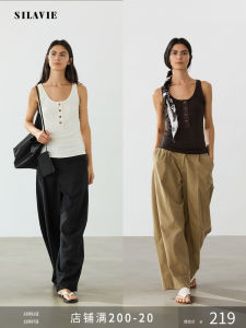 Silavie Modal Cotton Silk U-Neck Knitted Tank Top Versatile Casual Skin-Friendly Henry Collar Camisole for Young Women