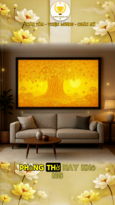 Đèn Hào Quang Trúc Chỉ In Ngang Phật A Di Đà Cây Bồ Đề Trang Trí Bàn Thờ Treo Tường TC-TN-99