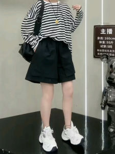 High Waist Wide Leg Short Pants Thin Model Hip Covering Summer Shorts for plus Size Women Pear Shaped Body A-Line Wide Leg Mini Skirt