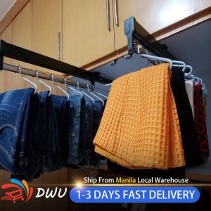 Stainless Steel Pull Out Pants Rack | Heavy Duty Sliding Trouser Hanger | Rust Proof Space Saving Wardrobe Organizer