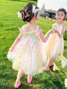 Váy Công Chúa Cho Bé Gái Mùa Hè Mới 2025 Váy Hoa Nhún Bèo Màu Sắc Váy Biểu Diễn Cho Bé Gái Váy Liền Thân Cho Bé Gái
