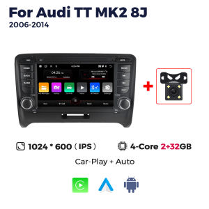 Navifly Android 15 Wireless CarPlay Android Auto GPS Navigation For Audi TT MK2 8J 2006-2014 4K Video Player Rear View Camera