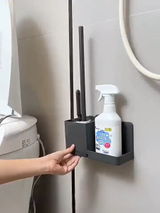 KOLER 3in1Toilet Brush Set with Silicone Bristles and Wall-mounted Holder Bathroom Brush Toilet Wand