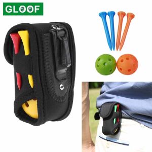 Golf Ball Waist Bag with 2 Balls and 4 Tees Set Portable Storage Bag Holder Golfer Mini Waist Pouch Pack