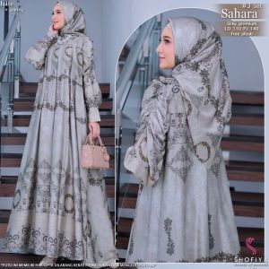 SETELAN WANITA GAMIS DAN JILBAB MOTIF VINTAGE PREMIUM SAHARA SET BY SHOFIYA