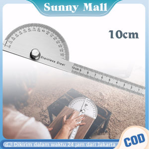 100mm Busur Derajat Stainless Protactor 180 Derajat Alat Ukur Sudut  Protractor Penggaris Jangka Busur Degree Protractor