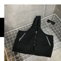 Street Style Single Shoulder Crossbody Workwear Hip Hop Vest Three-Way Bag Canvas Material Zipper Closure Pure Color. 