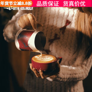 Christmas Limited Edition Hand-Painted Espresso Cup Milk Frothing Cup Debossed BOMBER Coffee Cup Nordic Style Stainless Steel