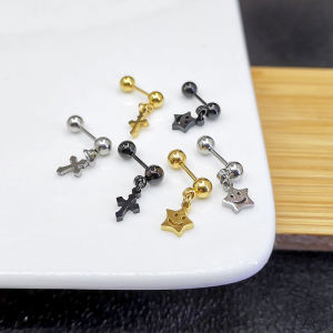 ต่างหูสตั๊ดรูปหัวเข็มขัดสีดำแบบพังก์สำหรับผู้หญิง เครื่องประดับหูแบบเรียบง่ายและทันสมัย ​​ต่างหูสตั๊ดแบบหมุด