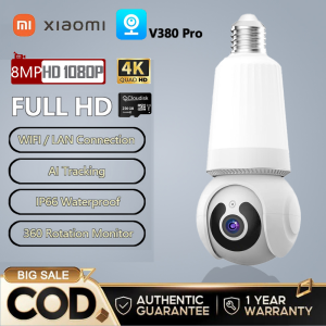 กล้องวงจรปิดไร้สาย V380 Pro เสียงสองทาง HD 1080P 360 wifi CCTV Camera Bulb Camera Light and Monitoring Monochrome Image Panoramic Remote HD Bulb Surveillance Camera Wireless Smart Lamp Head รับประกัน 1 ปี