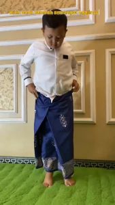 Sarung Anak Instan Model Karet Pinggang Murah | Sarung Sarwon Sarang Tawon Warna Hitam Putih Navy