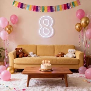 Number 0-9 Neon SignWhite LED Neon Digit Sign for Wall DecorUSB Light Up Signs for Birthdays Party Anniversary Home Wedding