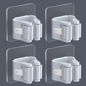 Strong Wall Mounted Mop Holder Kitchen Bathroom Storage Organizer No Drilling Required Heavy Duty Mop Clip And Hook Set