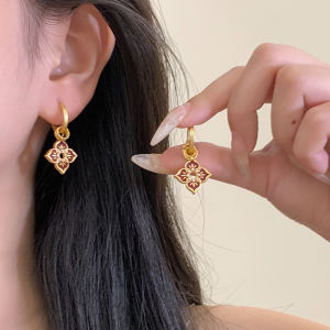 Elegant Enamel Color Drop Earrings Womens New Chinese Style Luxury Sensation National Trend Fashion Jewelry Accessories