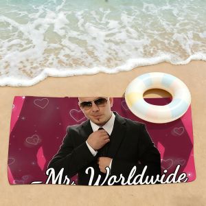 Hasbro | Funny Singer Pitbull Mr. Worldwide Meme Towel Drying Bath Towel Applicable To Light Swimming Camping Yoga Beach Out