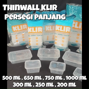 Thinwall Persegi Panjang KLIR 200 ml Isi 25 Pcs / Kotak Makan / Food Container