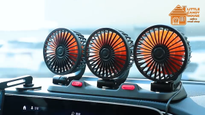 Strong Triple Car Fan 360° Air Conditioning Booster Cooling Fan Dashboard USB Mini Fan For Car Van Truck Backseat Dual Fan
