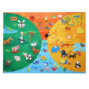 Felt Farm Zoo Storyboard Set 56pcs Home Teaching Interactive Game Animal Insect Cognitive Education 40X29.4in